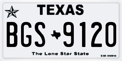 TX license plate BGS9120