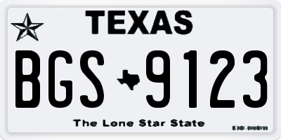 TX license plate BGS9123
