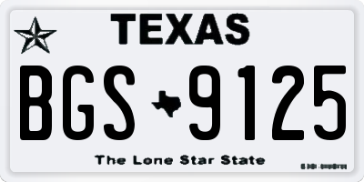 TX license plate BGS9125