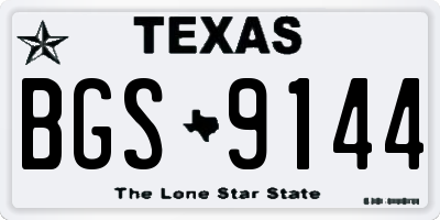 TX license plate BGS9144