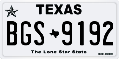 TX license plate BGS9192