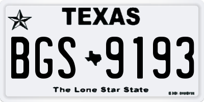TX license plate BGS9193