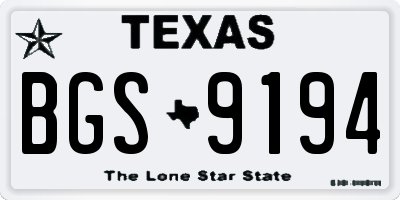 TX license plate BGS9194