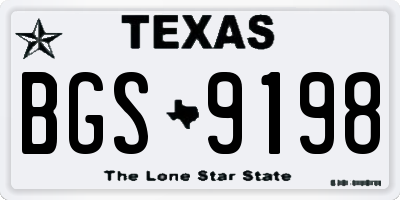 TX license plate BGS9198