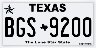 TX license plate BGS9200
