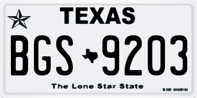TX license plate BGS9203