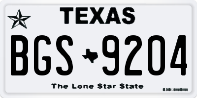 TX license plate BGS9204