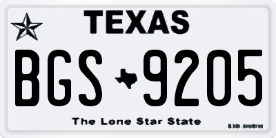 TX license plate BGS9205