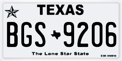 TX license plate BGS9206