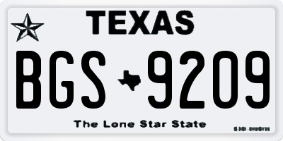 TX license plate BGS9209