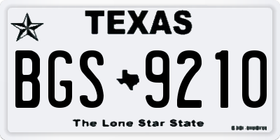 TX license plate BGS9210
