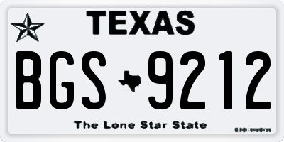 TX license plate BGS9212