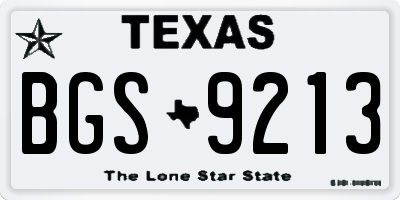 TX license plate BGS9213