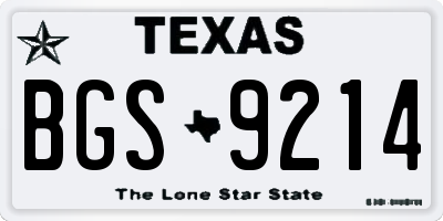 TX license plate BGS9214