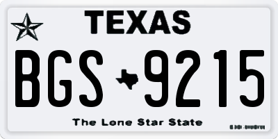 TX license plate BGS9215