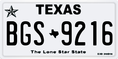 TX license plate BGS9216
