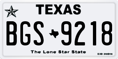 TX license plate BGS9218