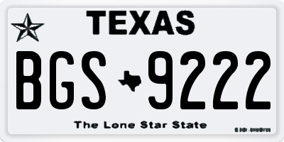TX license plate BGS9222