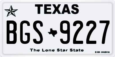 TX license plate BGS9227