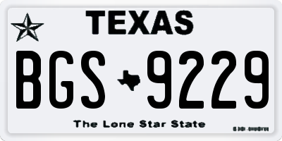 TX license plate BGS9229