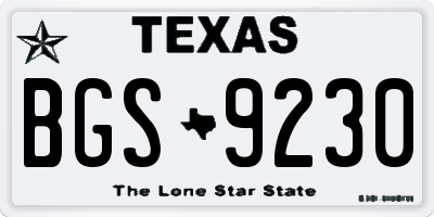TX license plate BGS9230