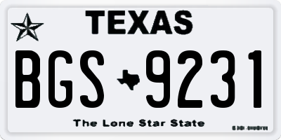 TX license plate BGS9231