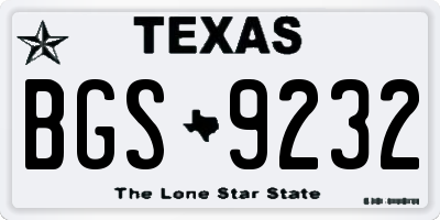 TX license plate BGS9232