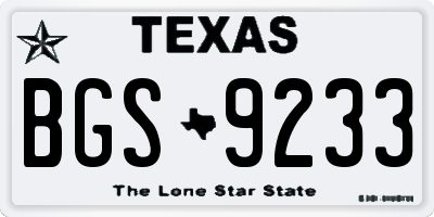TX license plate BGS9233