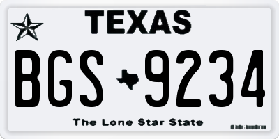 TX license plate BGS9234