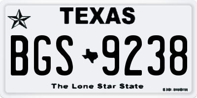 TX license plate BGS9238