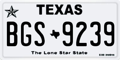 TX license plate BGS9239