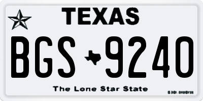 TX license plate BGS9240