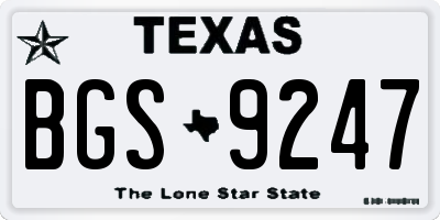 TX license plate BGS9247