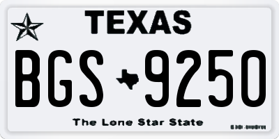 TX license plate BGS9250
