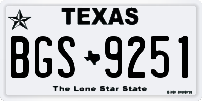 TX license plate BGS9251