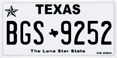 TX license plate BGS9252