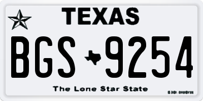 TX license plate BGS9254