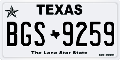 TX license plate BGS9259