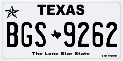 TX license plate BGS9262