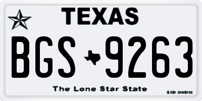 TX license plate BGS9263