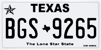 TX license plate BGS9265