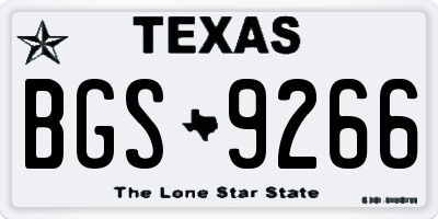 TX license plate BGS9266