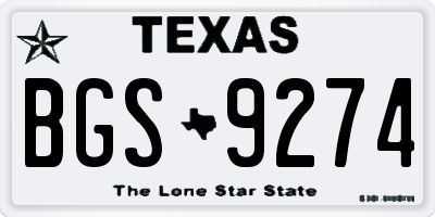 TX license plate BGS9274