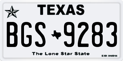 TX license plate BGS9283