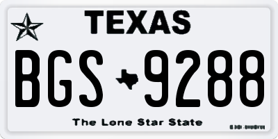 TX license plate BGS9288