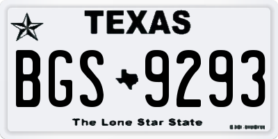 TX license plate BGS9293