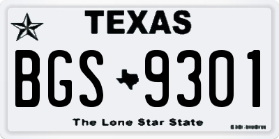 TX license plate BGS9301