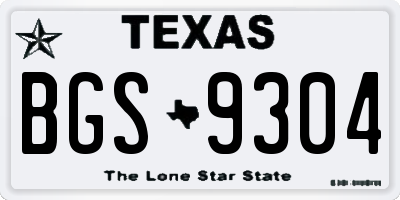 TX license plate BGS9304