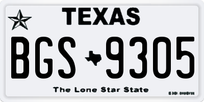 TX license plate BGS9305