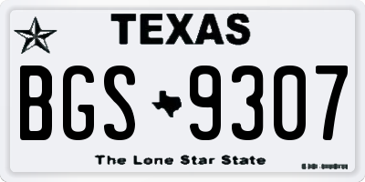 TX license plate BGS9307